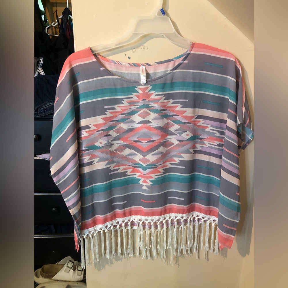 Lightweight Tribal Print Poncho